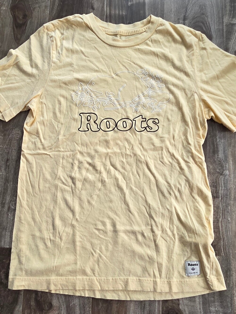 Roots Pale Yellow Short Sleeve Logo Tee